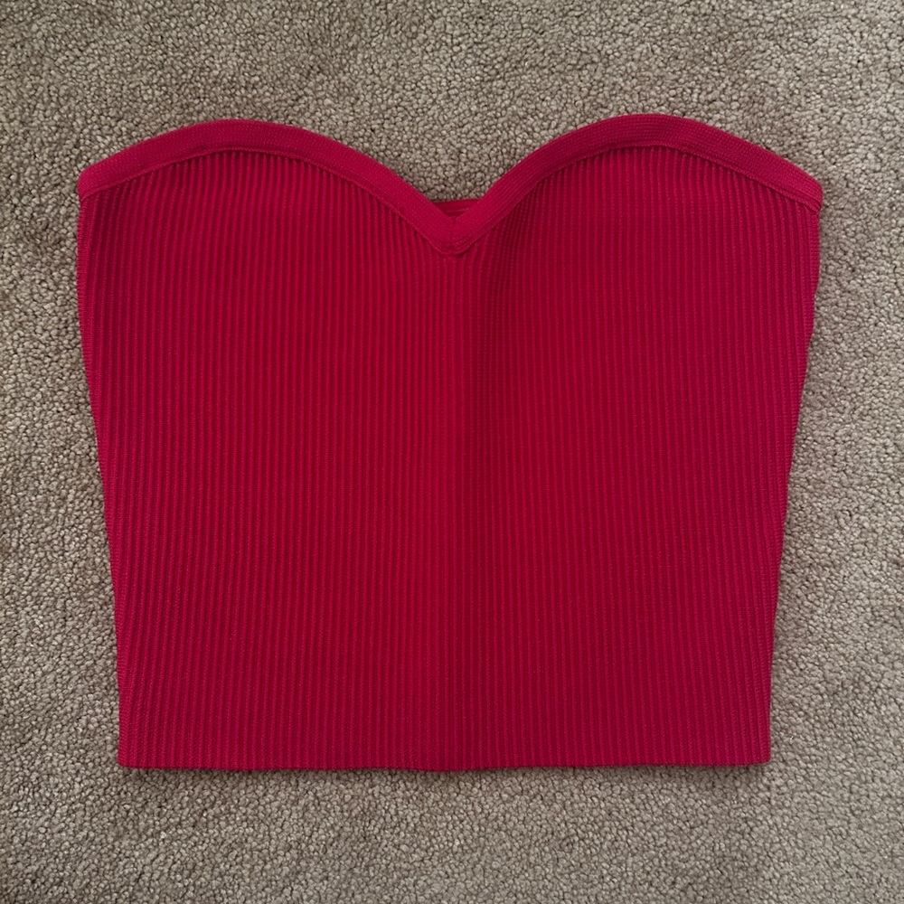 NWOT Aritzia Babaton Vibrant Hot Pink Strapless Crop Top